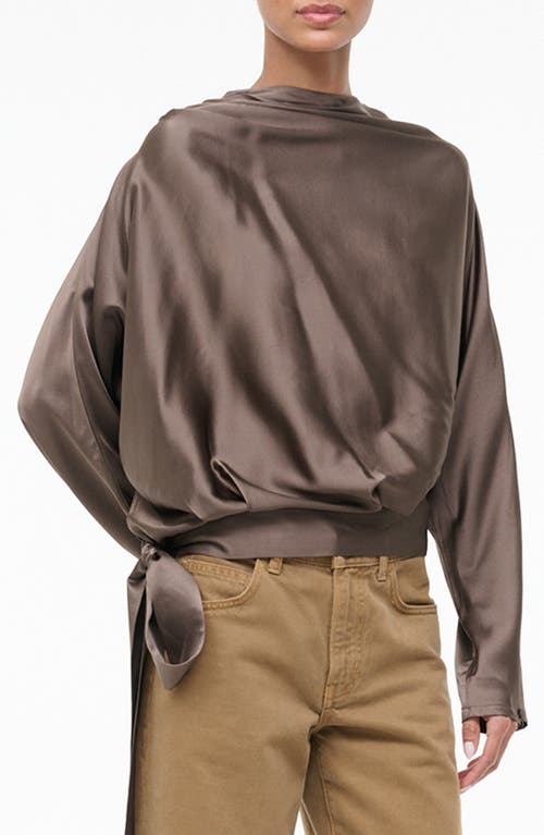 Staud Phoebe Dolman Sleeve Silk Top In Brown