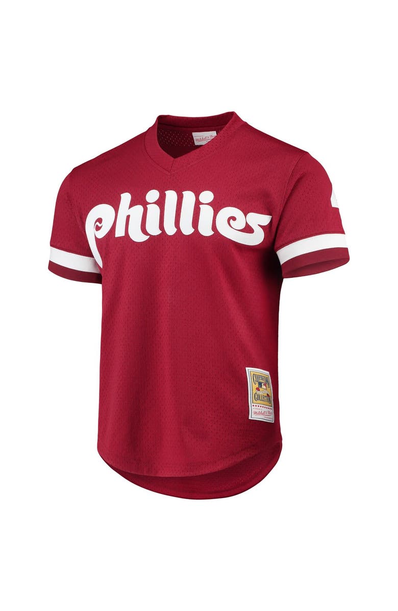 Mitchell & Ness Lenny Dykstra Philadelphia Phillies Cooperstown Collection Mesh Batting Practice Jersey - Scarlet, Alternate, color, 