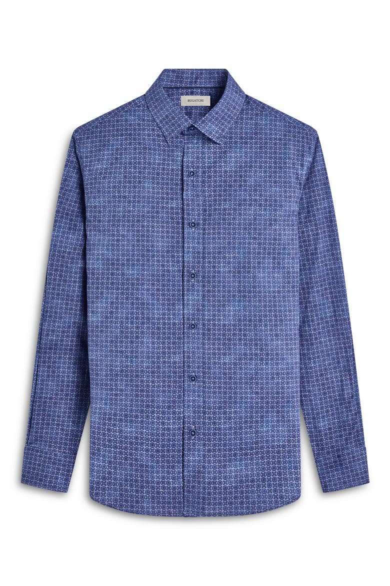Julian Shaped Fit Stretch Cotton Button-Up Shirt, Alternate, color, INDIGO