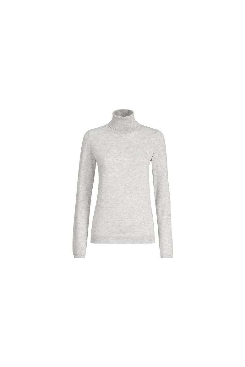 Sparkling cashmere and silk lightweight turtleneck sweater, Alternate, color, Pebble