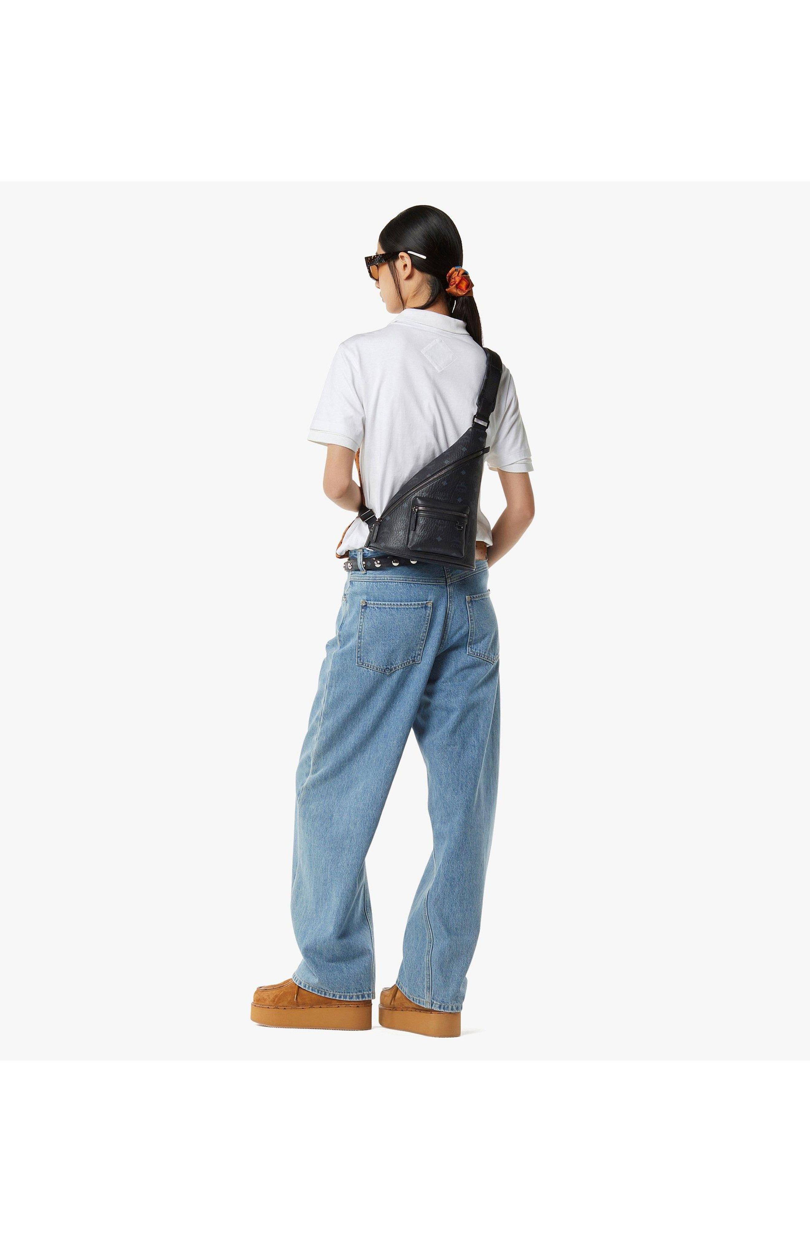 MCM Mini Aren Sling in Visetos, Alternate, color, Bk