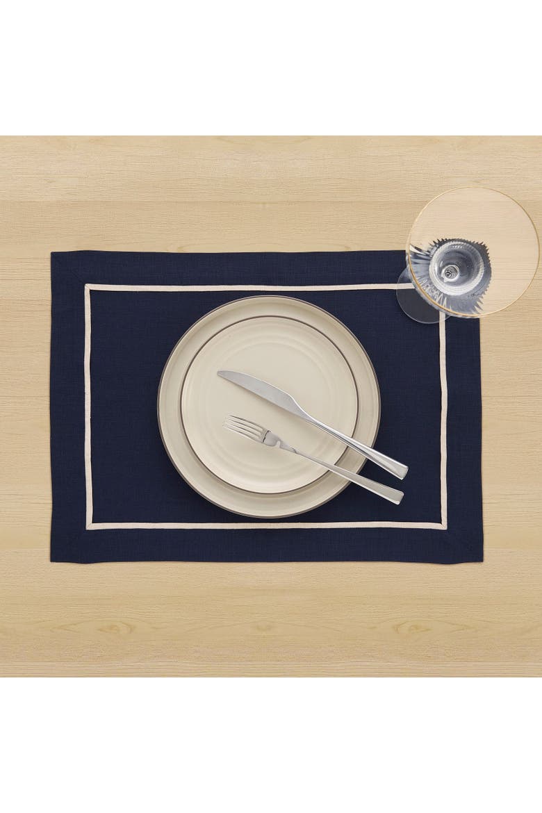 Linen Placemats Set of 4, 14 x 19" - Kensington, Alternate, color, Navy