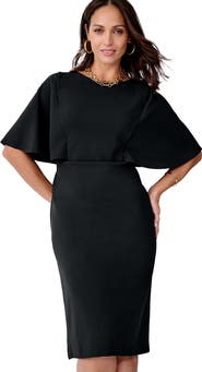 Jessica London Stretch Crepe Cape Sheath Dress