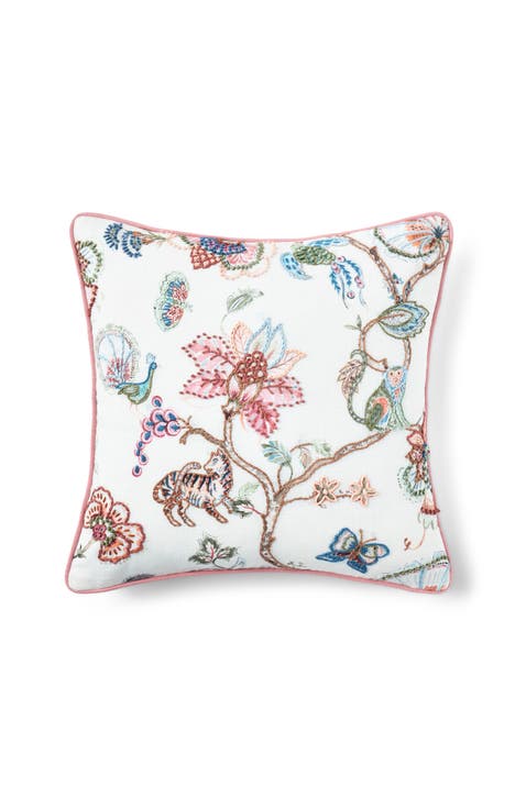 Tropical Floral Luxury Embroidered Filled Cushion