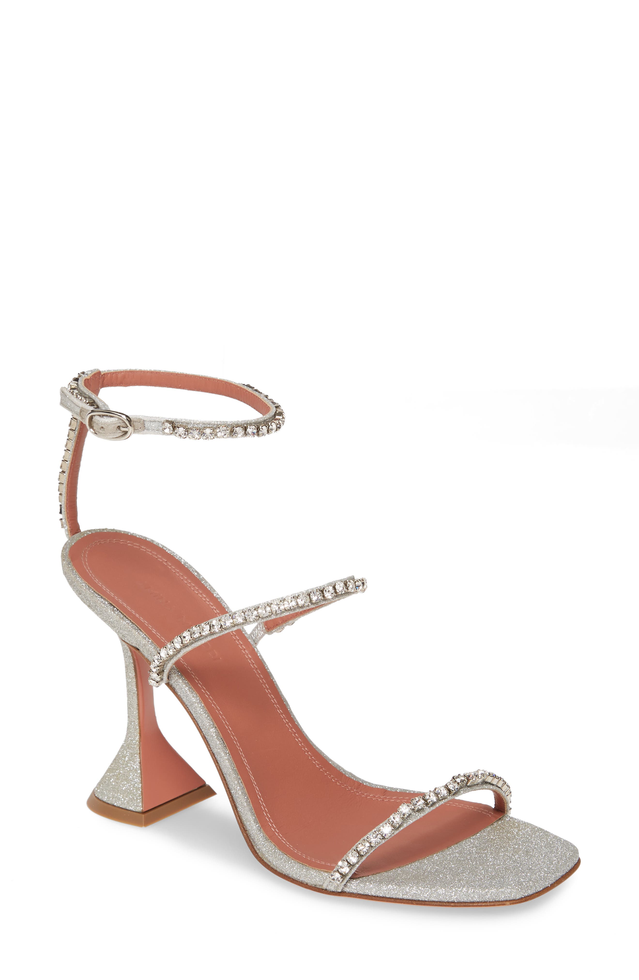 Amina Muaddi Gilda Crystal Ankle Strap Sandal, Main, color, 