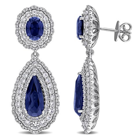 Lab-Created Sapphire Drop Earrings