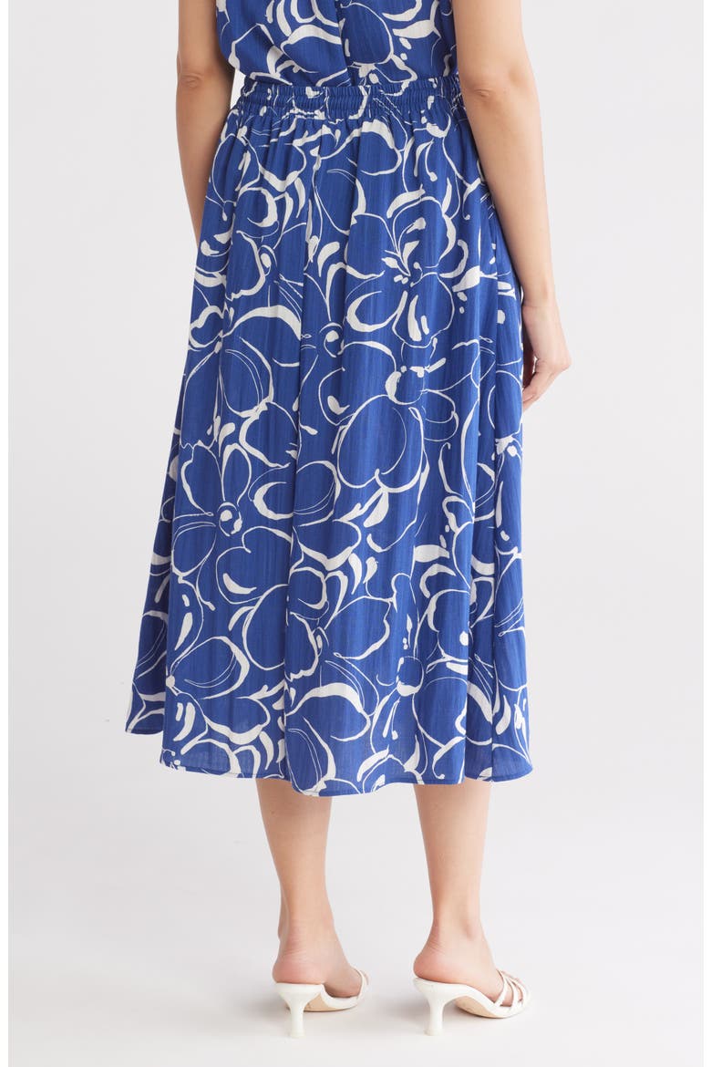 Casula Floral A-Line Skirt, Alternate, color, INDIGO/ IVORY