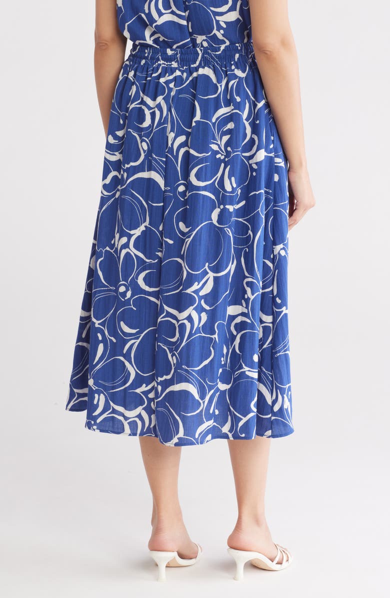 Gemma + Jane Casula Floral A-Line Skirt, Alternate, color, Indigo/ Ivory
