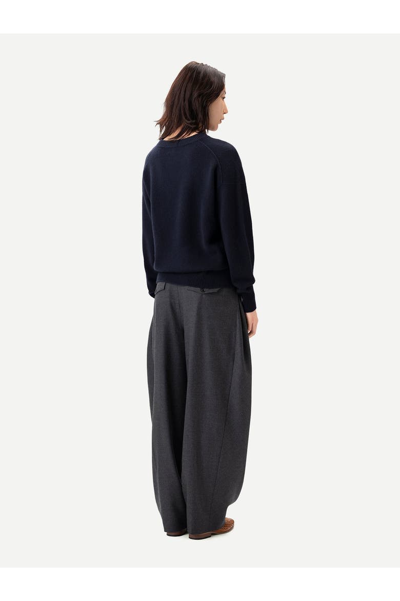 Barrel-Leg Cashmere Pants, Alternate, color, charcoal