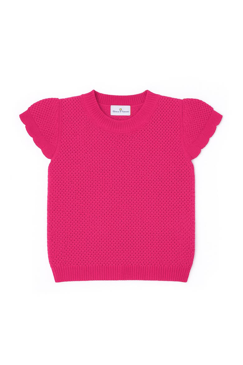 Short Sleeve Sweater with Scallop Edges, Main, color, Fuchsia
