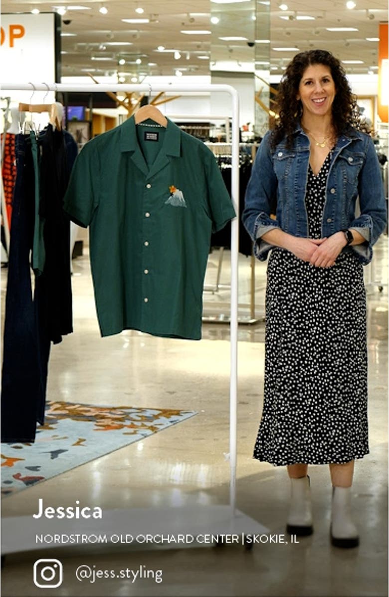 Sakura Embroidered Short Sleeve Button Up Shirt, sales video thumbnail