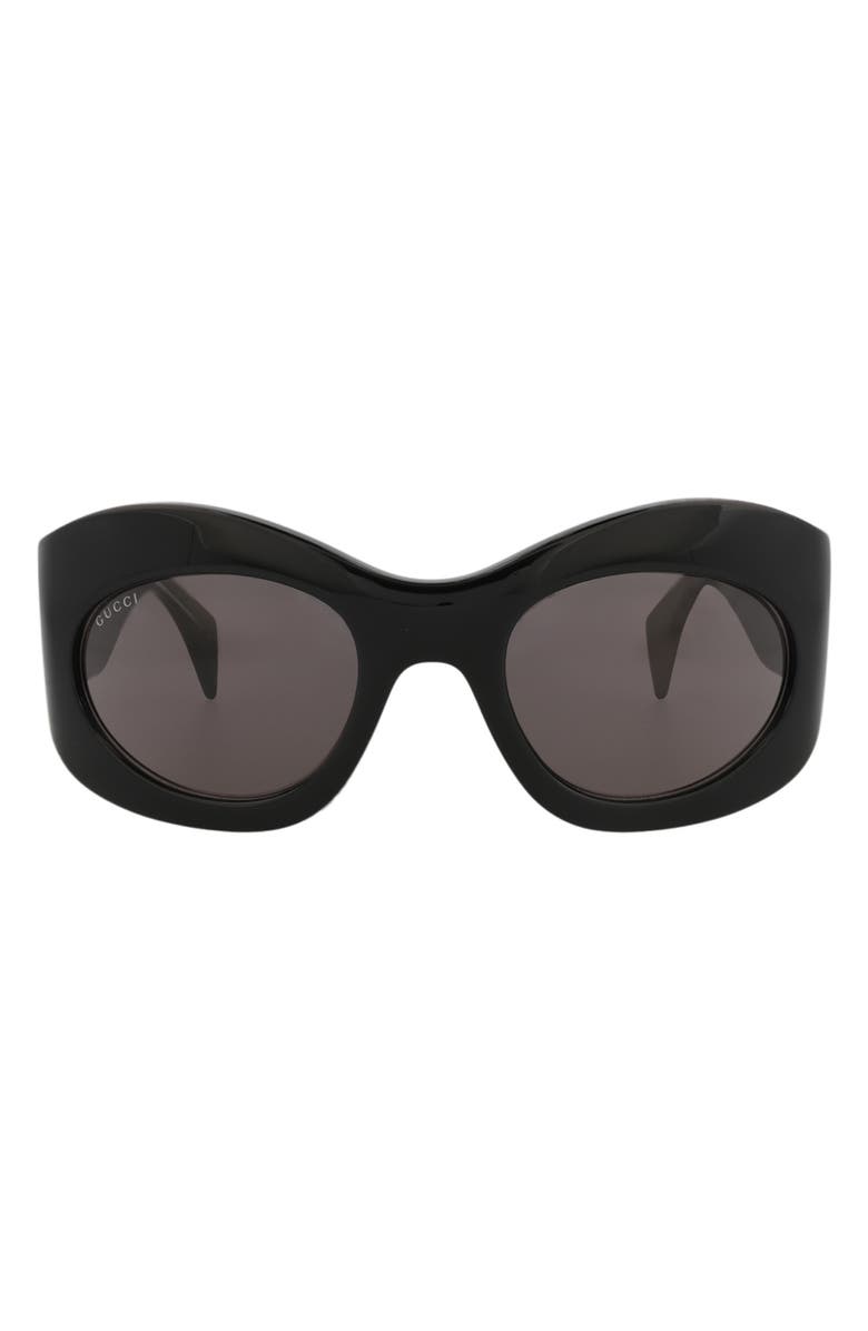 Gucci 55mm Wrap Sunglasses, Main, color, Black Black Grey