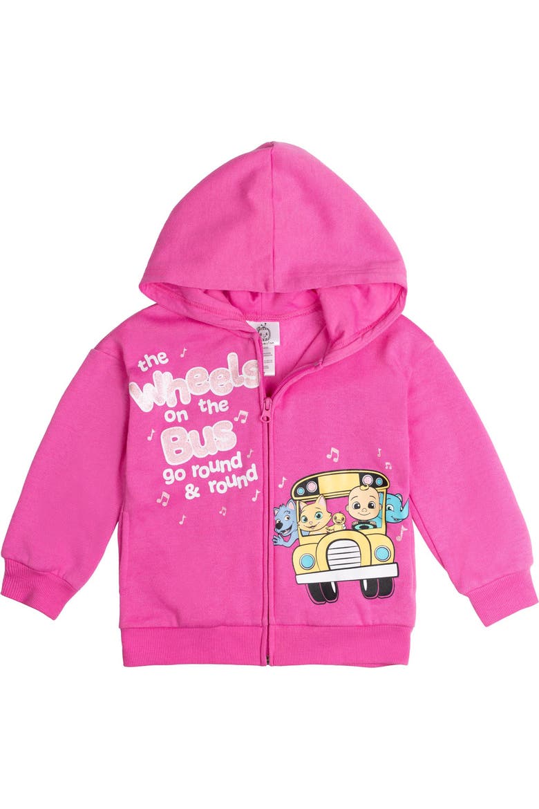 Girls' Fleece Zip-Up Hoodie, Main, color, JJ Pink