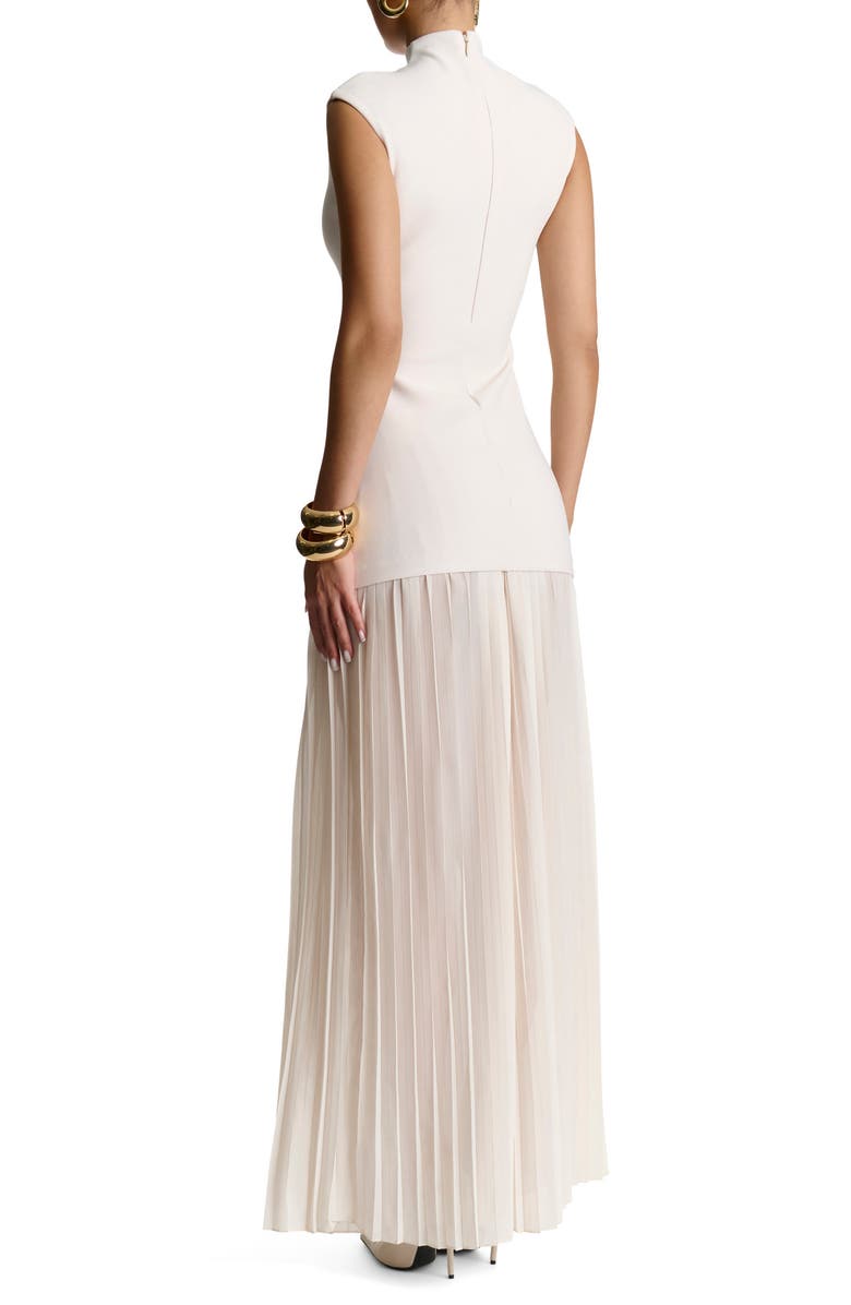 Naked Wardrobe Funnel Neck Mixed Media Maxi Dress, Alternate, color, Bone