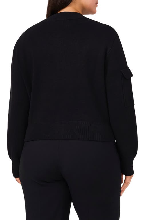 Halogen ® Cargo Zip Front Milano Stitch Bomber Cardigan In Rich Black