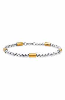 Men's Two Tone Stainless Steel Box Chain Bracelet