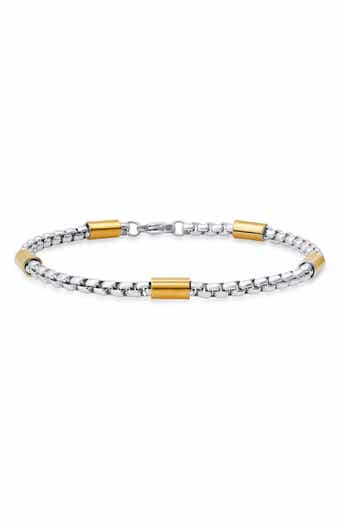 Men's Two Tone Stainless Steel Box Chain Bracelet