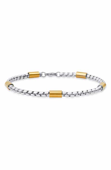 Men's Two Tone Stainless Steel Box Chain Bracelet