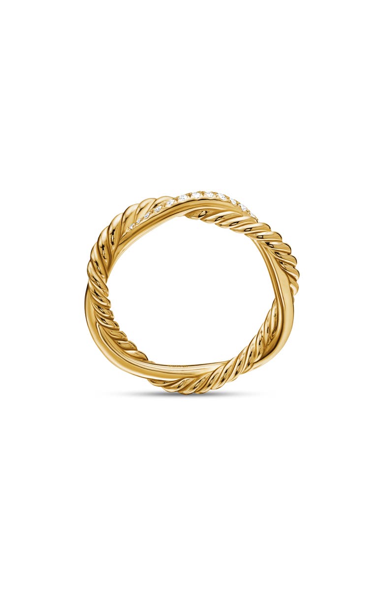 David Yurman Petite Infinity Twisted Ring in 18K Yellow Gold with Pavé Diamonds, Alternate, color, Gold