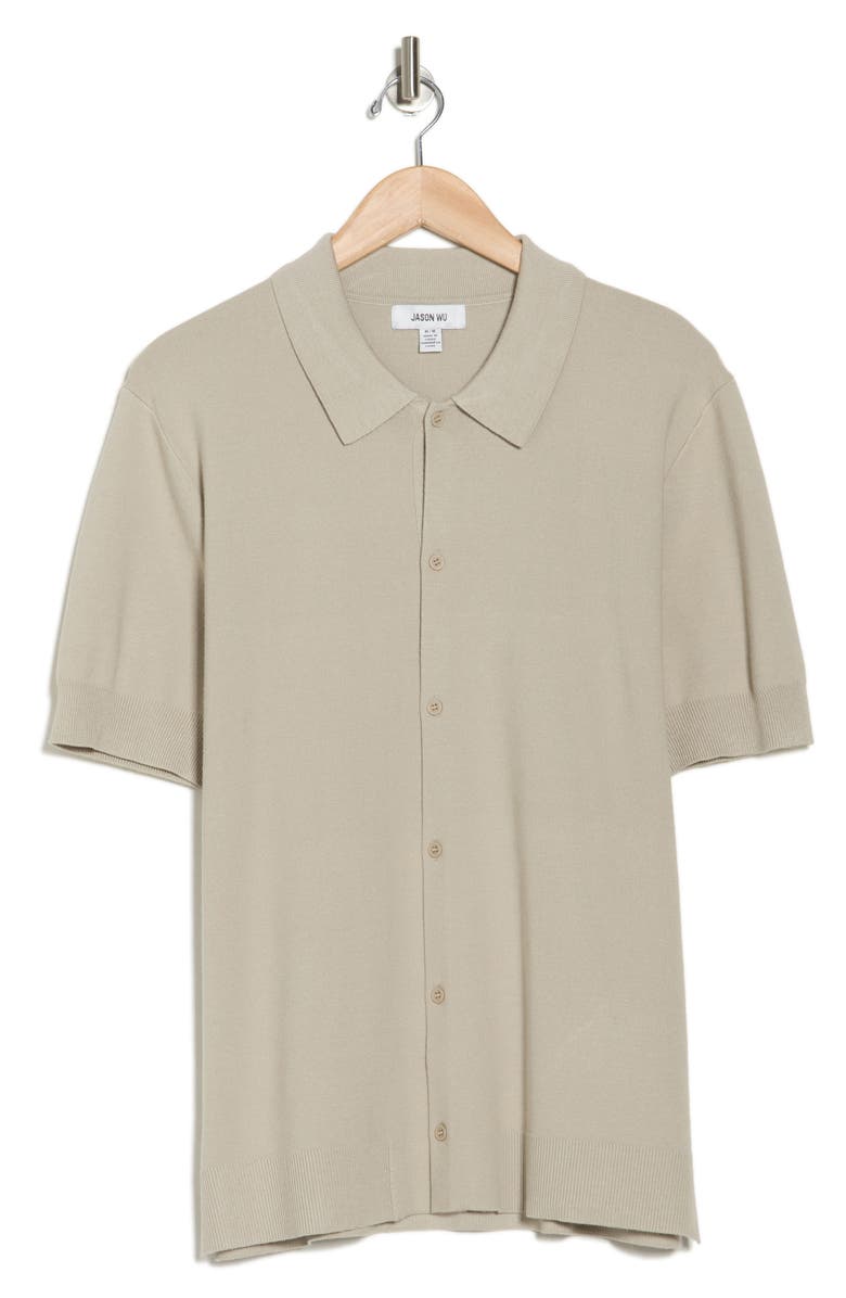 JASON WU Milano Button-Down Polo, Alternate, color, Cement