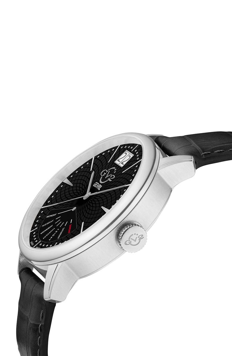 GV2 Men's Rovescio Embossed Leather Strap Watch, 42mm, Alternate, color, 