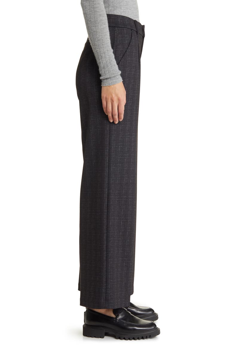 'Ab'Solution Skyrise Plaid Wide Leg Ponte Pants (Nordstrom Exclusive), Alternate, color, CHARCOAL MULTI