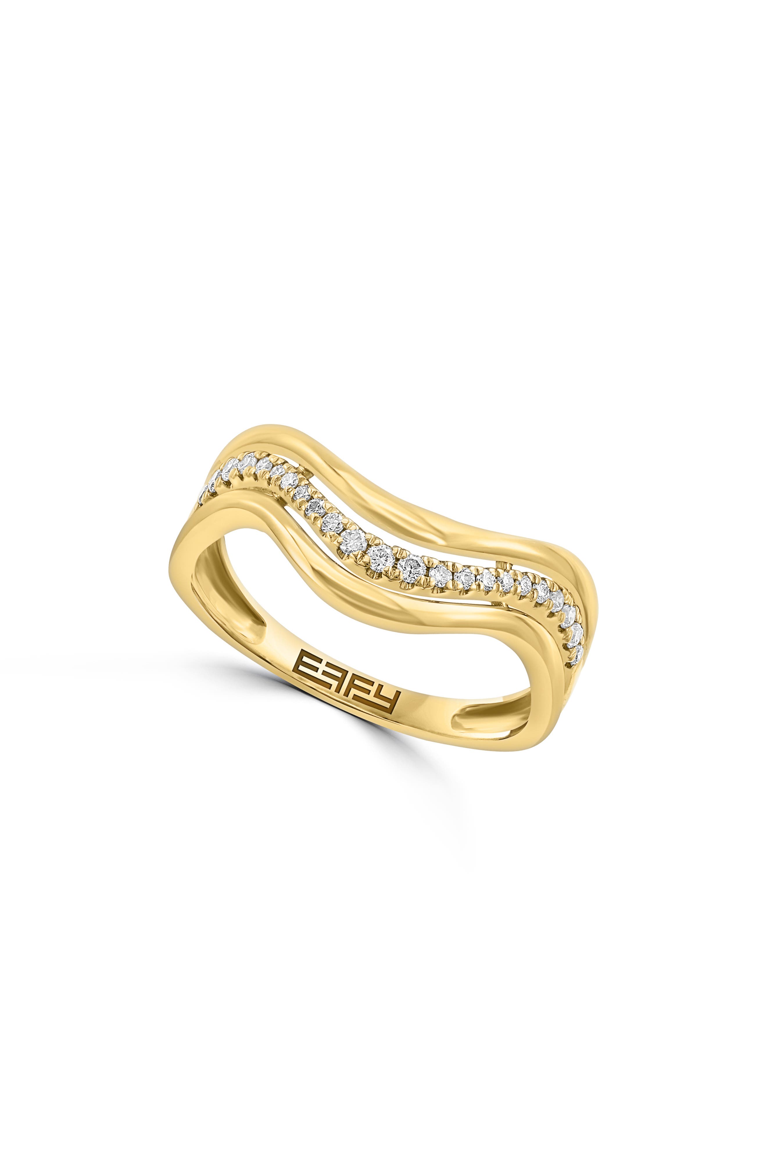 EFFY 14K Yellow Gold Diamond Wavy Band Ring - 0.15ct.