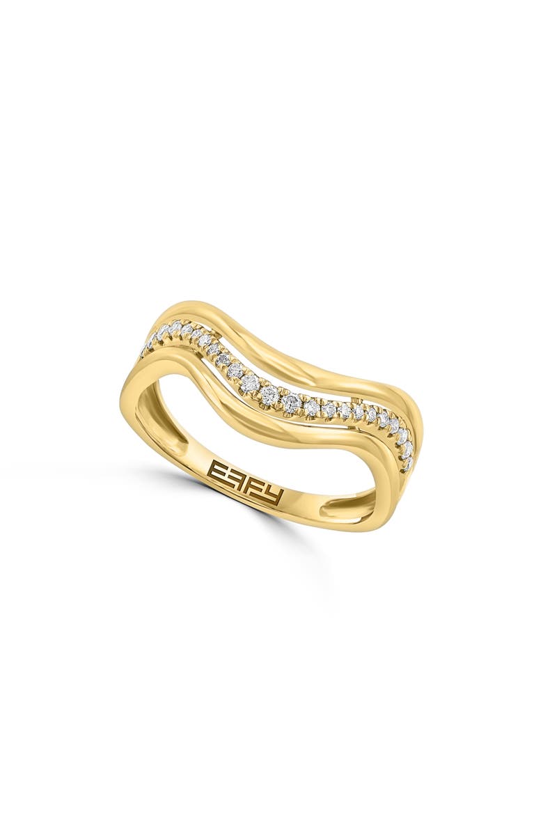 EFFY 14K Yellow Gold Diamond Wavy Band Ring - 0.15ct., Main, color, Gold