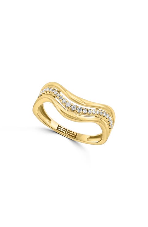 14K Yellow Gold Diamond Wavy Band Ring - 0.15ct.