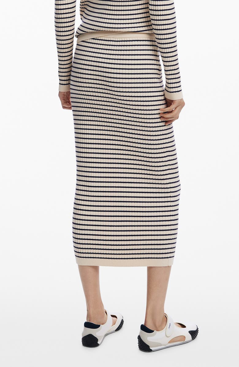 Desigual Stripe Rib Midi Sweater Skirt, Alternate, color, Light Beige