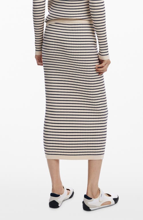 Desigual Stripe Rib Midi Sweater Skirt In Animal Print