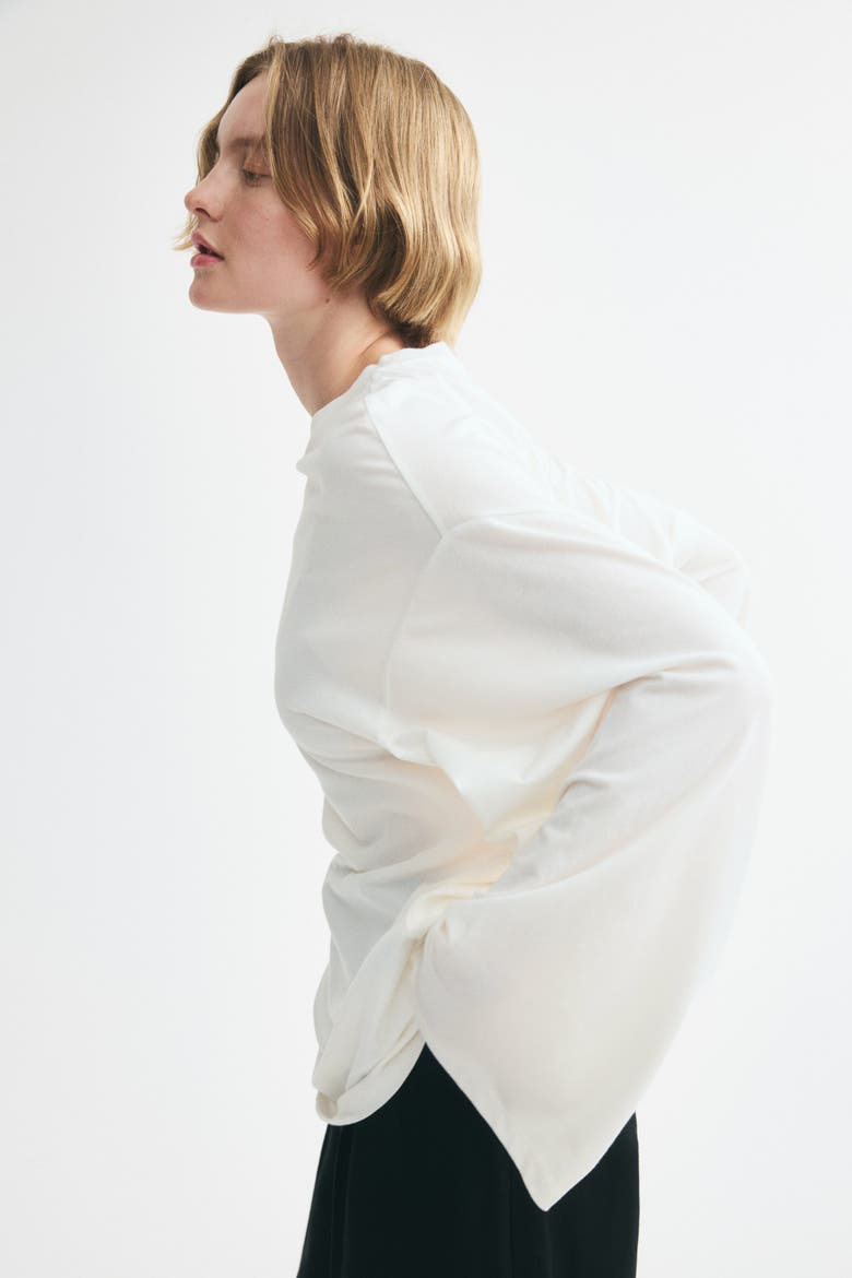 Long-sleeved Cotton Top, Alternate, color, Cream