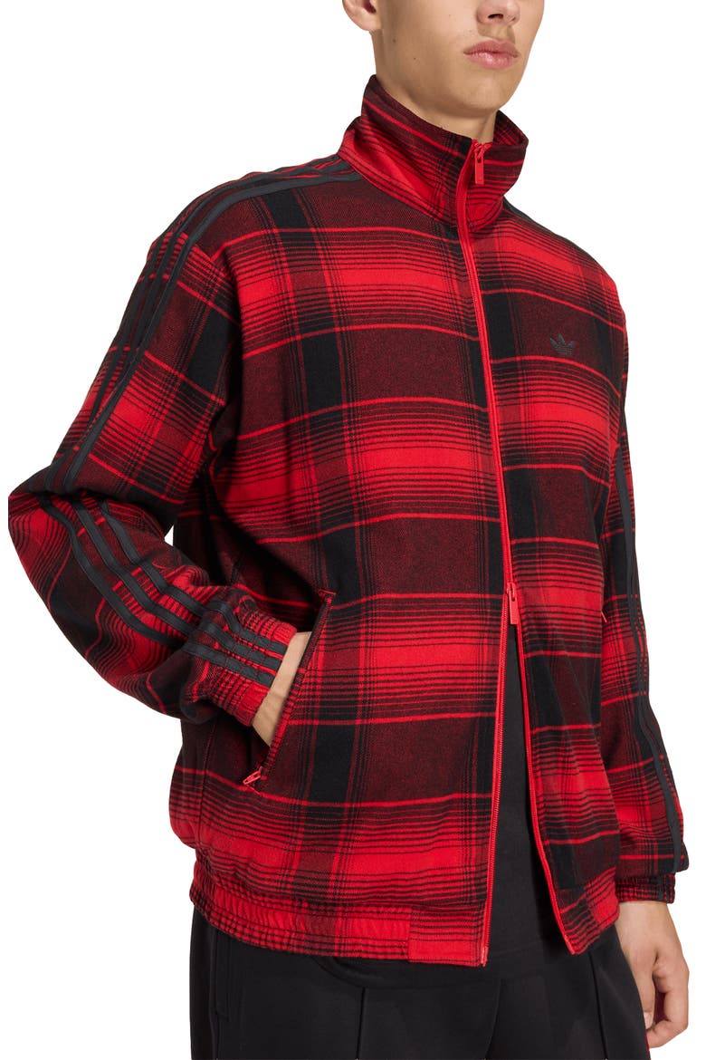 Firebird Plaid Track Jacket, Alternate, color, BETTER SCARLET/ BLACK/