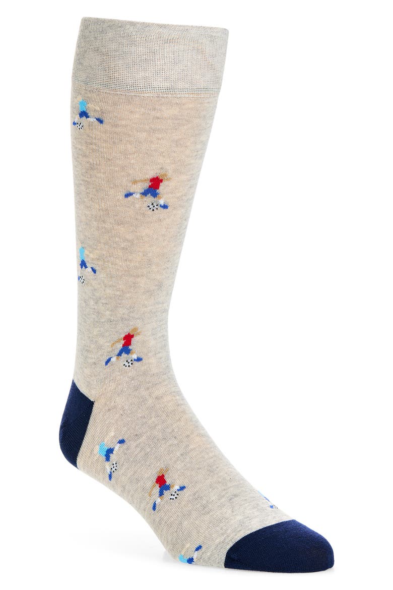 Soccer Player Cotton Blend Dress Socks, Main, color, LIGHT GREY HEATHER