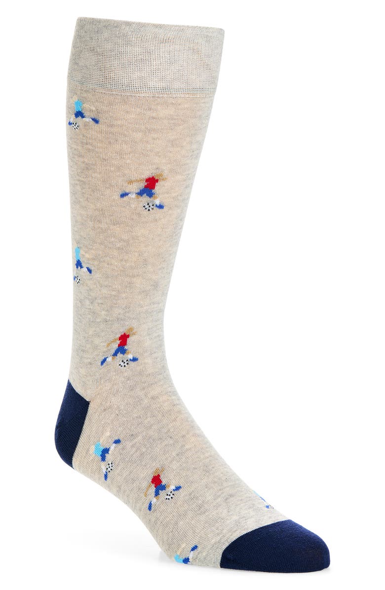 Cole Haan Soccer Player Cotton Blend Dress Socks, Main, color, Light Grey Heather