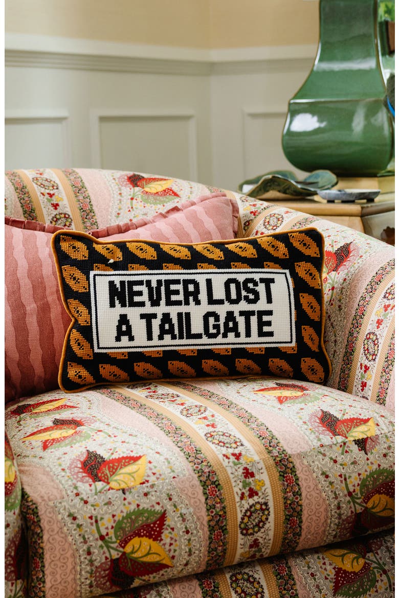 Never Lost A Tailgate Needlepoint Pillow, Alternate, color, Never Lost A Tailgate