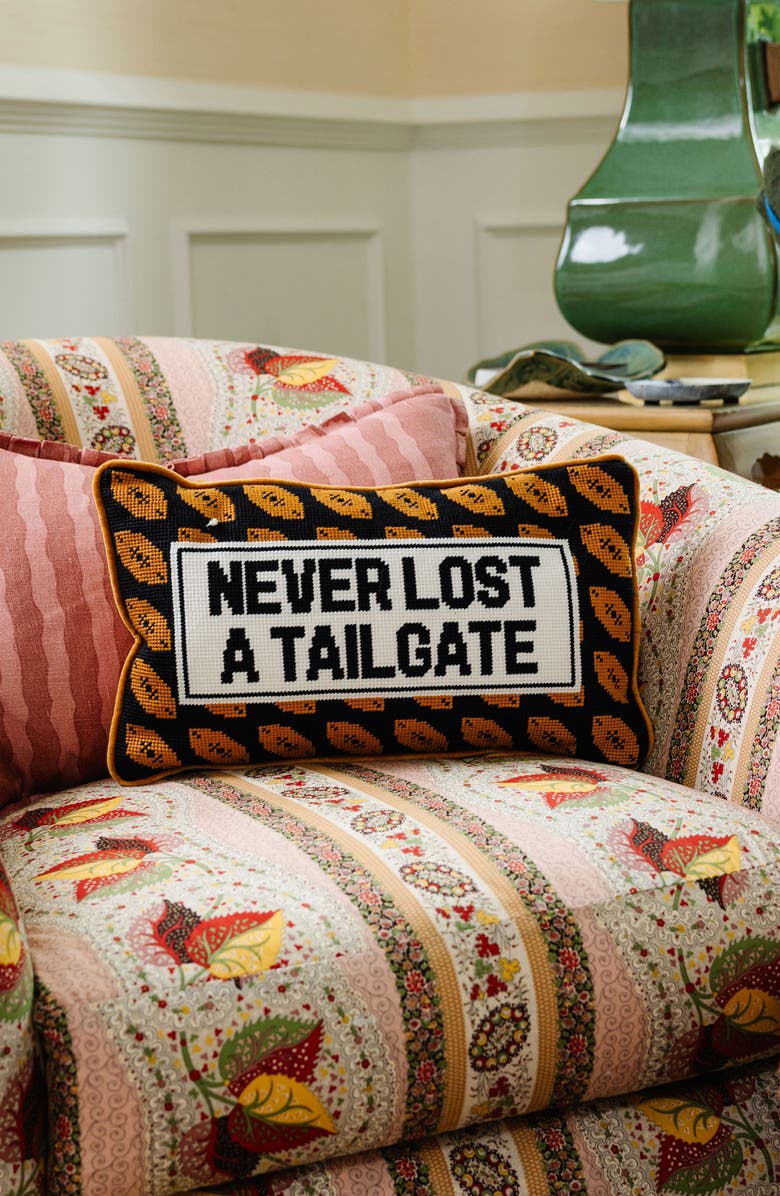 Furbish Never Lost A Tailgate Needlepoint Pillow, Alternate, color, Never Lost A Tailgate