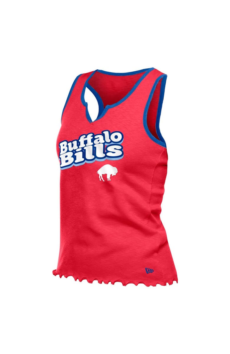 New Era Women's New Era  Red Buffalo Bills Lettuce Hem Notch Neck Tri-Blend Tank Top, Alternate, color, 