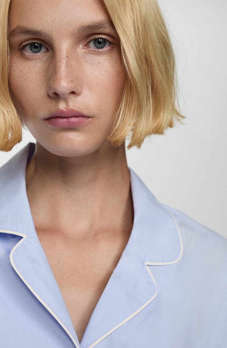 MANGO Contrast Trim Pajama Shirt, Alternate, color, 