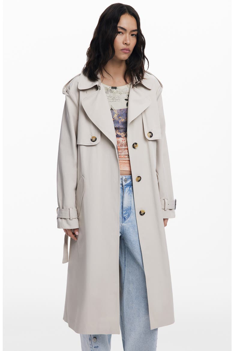 Belted Trench Coat, Alternate, color, BEIGE