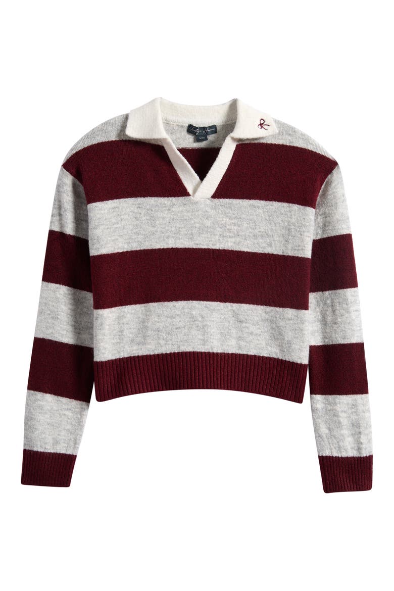 Kids' Clara Striped Sweater, Main, color, HGREY/ MAROON