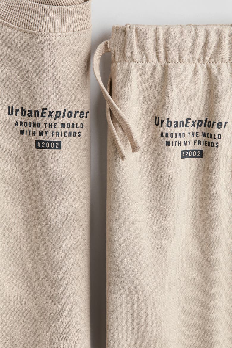 2-piece Motif-detail Sweatshirt Set, Alternate, color, Beige