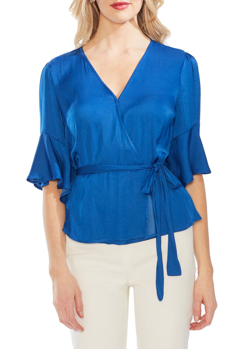 Vince Camuto Ruffle Sleeve Rumpled Blouse, Main, color,