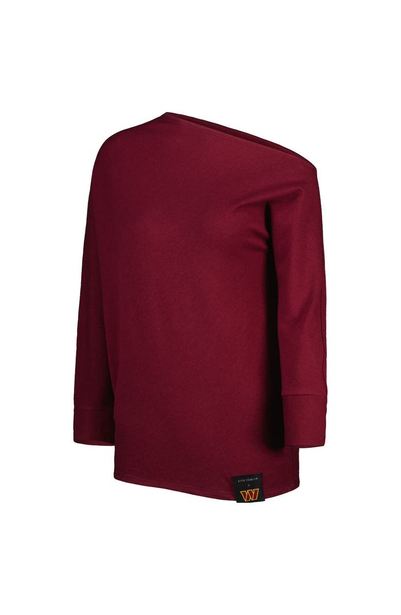 KIYA TOMLIN Women's KIYA TOMLIN Burgundy Washington Commanders Twisted Tri-Blend Asymmetrical 3/4-Dolman Sleeve Sweatshirt, Alternate, color, 