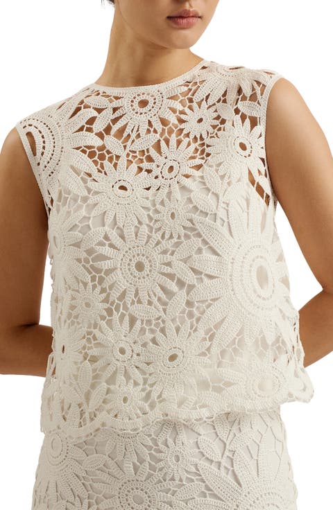 Katrnn Sleeveless Cotton Crochet Top