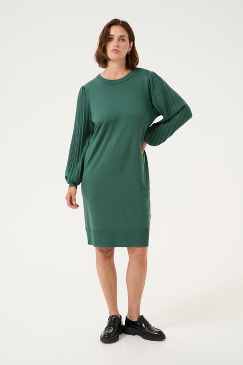 Kalone Knit Round Neck Knee Length Dress
