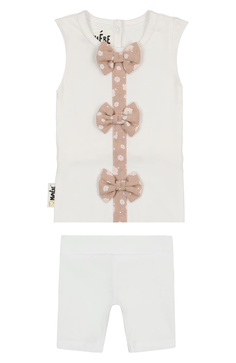 Manière Kids' Bow Tank & Bike Shorts Set, Main, color, White
