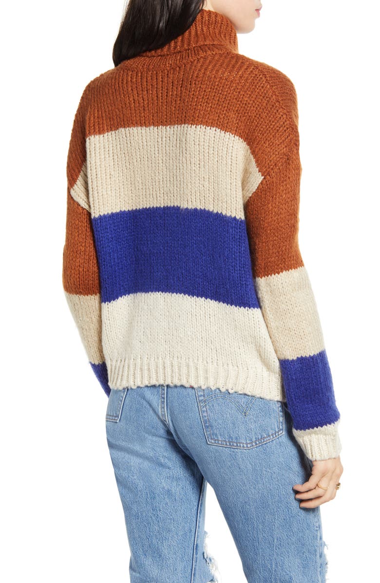 Woven Heart Stripe Turtleneck Sweater, Alternate, color,
