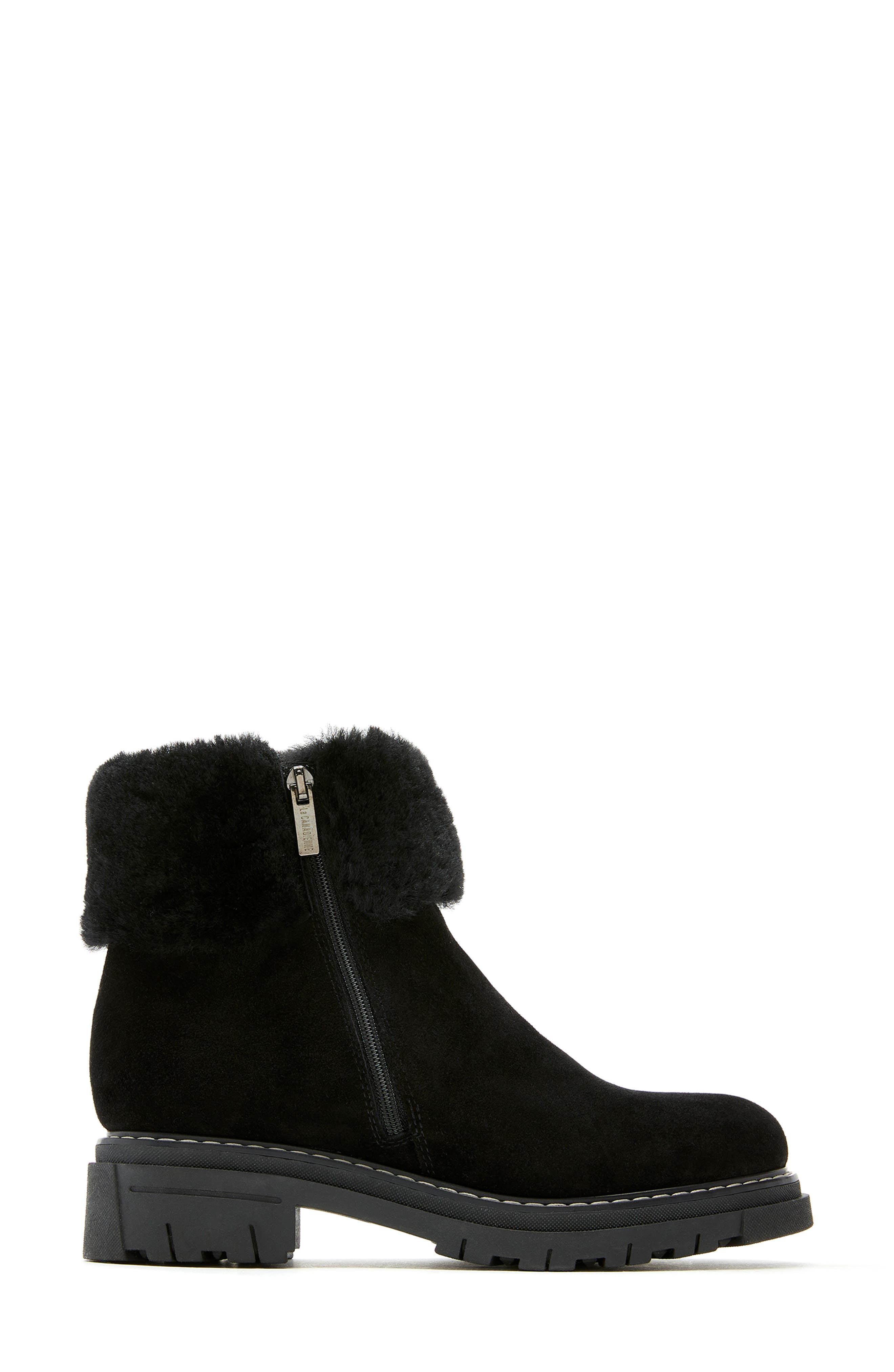La Canadienne Dixie City Dry<sup
™</sup
 Genuine Shearling Trim Waterproof Boot, Alternate, color, Black Suede