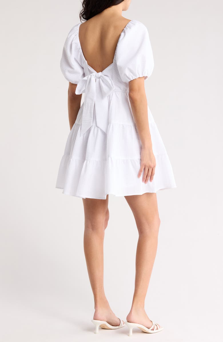 Melrose and Market Seersucker Puff Sleeve Minidress, Alternate, color, White
